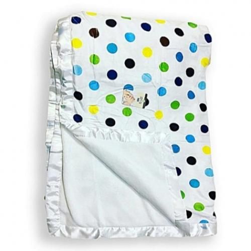 Beautiful soft Dotted Double layered baby shawl/blanket,made of white material with dotted decorations of different colors