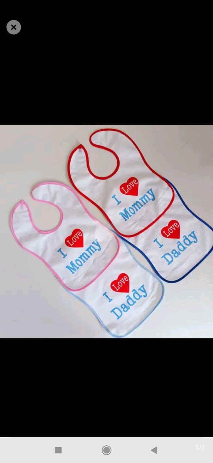 6 Large Cotton Waterproof Baby Bibs ,I Love Mommy, Love Daddy Designs