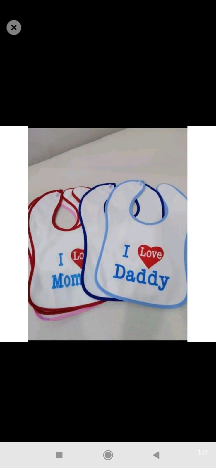 6 Large Cotton Waterproof Baby Bibs ,I Love Mommy, Love Daddy Designs