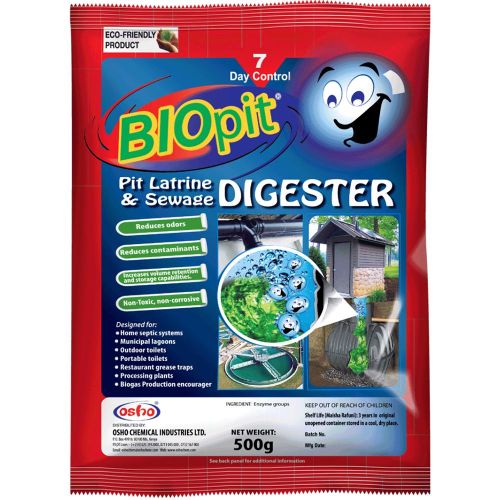 Osho BioPit Latrine Septic Sewage Digester-500g biological enzyme based formulation (containing beneficial bacteria) for use in pit toilets, portable toilets, septic tanks treatment, restaurant grease