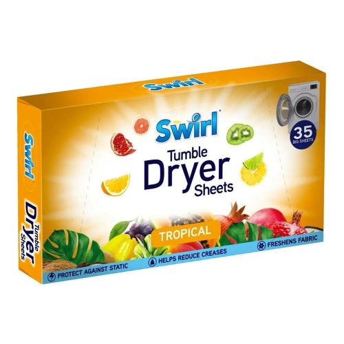 Swirl Tumble Dryer Sheets Tropical - 35 Pieces( For Long lasting  Tropical Fragrance on Laundry)