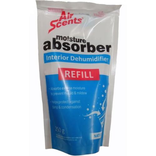Air Scents Moisture Absorber Interior Dehumidifier Refill - Natural – 250g(Quick and easy to fit into your interior dehumidifier, this long lasting refill bag fights mould and mildew)