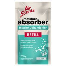 Air Scents Moisture Absorber Interior Dehumidifier Refill - Ocean – 250g(Quick and easy to fit into your interior dehumidifier, this long lasting refill bag fights mould and mildew)