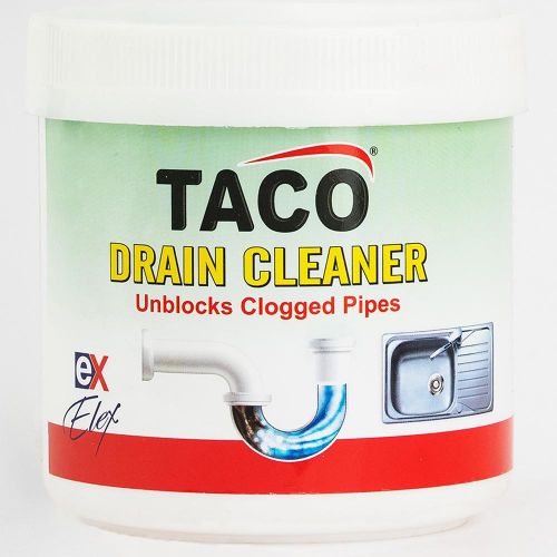 Taco Drain Cleaner - 1kg( clears blockages caused by fats and waste from kitchen, bathrooms and main drain pipes.)