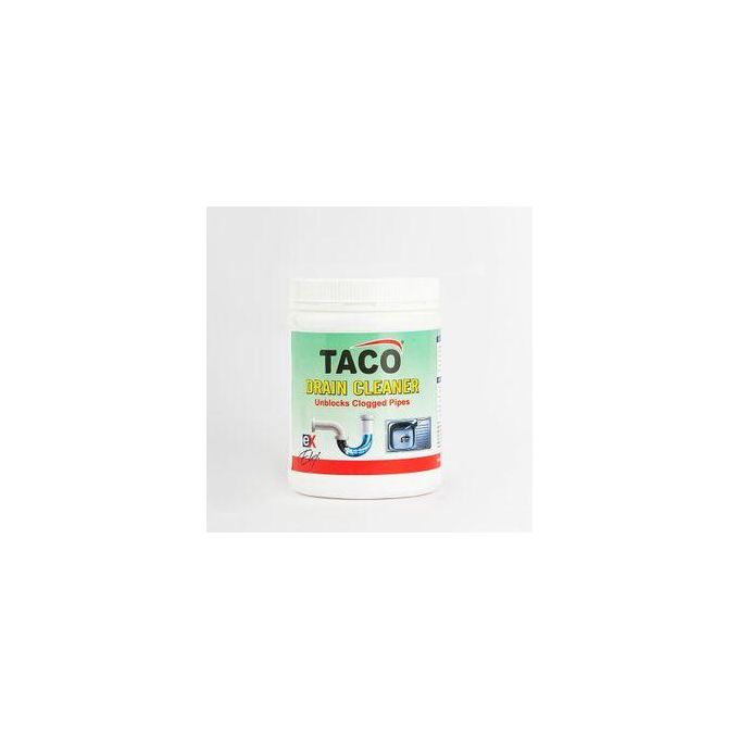 Taco Drain Cleaner - 1kg( clears blockages caused by fats and waste from kitchen, bathrooms and main drain pipes.)