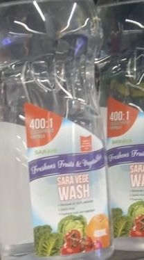 Sara Vege Wash Freshens Fruits and Vegetables(removes stubborn wax that lock in dirt, containments, and people-handling residue, leaving behind sparkling clean fruit & veggies)