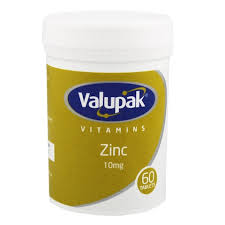 Valupak Zinc Tablets 10mg 60 Pieces-Zinc helps support the health of normal skin, hair and nails and also helps maintain normal vision and normal bones.