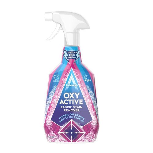 Astonish Oxi Active fabric Stain Remover- swiftly remove stains from fabrics instantly or for treating prior to washing. With added pink blossom fragrance to leave your fabrics smelling fresh.