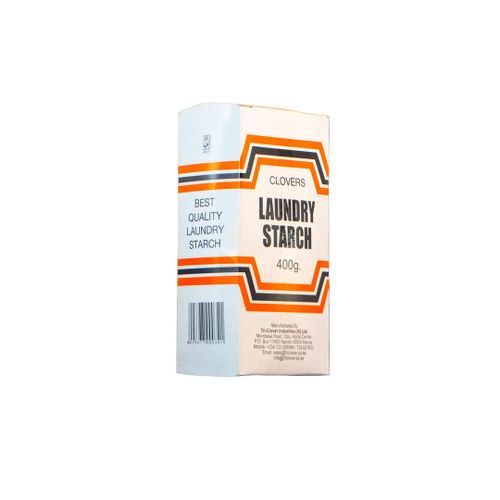 Clovers Laundry Starch 400g-The use of starch adds body to fabrics,creates soil resistance, easier soil removal, and makes ironing easier.