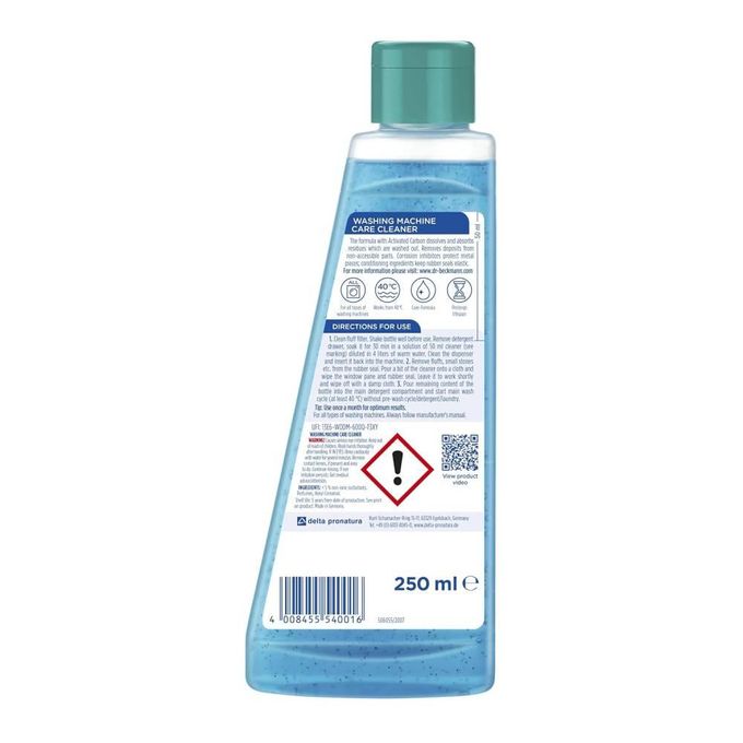 Dr Beckmann Washing Machine Care Cleaner -250ml(Removes lime, dirt, deposits and detergent residue from hard-to-reach parts like the drum, pipes and heating elements Protects metal and services rubber