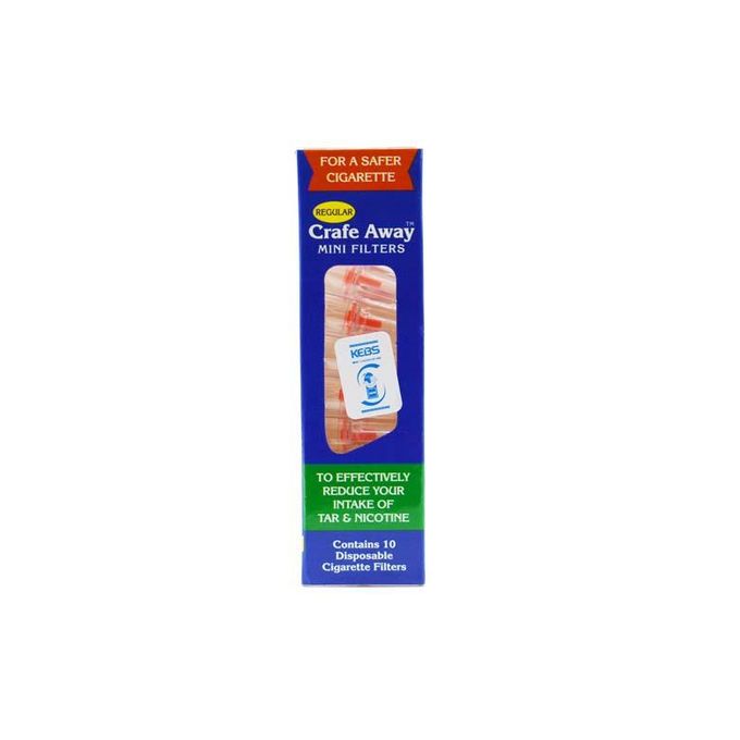 Crafe away Mini filters -10'S (have been designed to an effective reduction of harmful smoker’s intake of tar, NlCOTINE and other harmful chemicals, which the in cigarettes sensible smoker inhales).