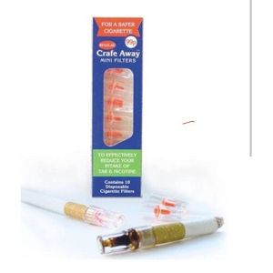 Crafe away Mini filters -10'S (have been designed to an effective reduction of harmful smoker’s intake of tar, NlCOTINE and other harmful chemicals, which the in cigarettes sensible smoker inhales).