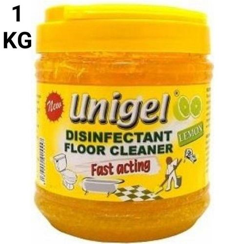 Unigel Lemon Disinfectant Floor Cleaner - 1Kg cuts through stubborn dirt, effectively sanitizing and cleaning floors made from linoleum, PVC, sealed woods, sealed cork, terrazzo, thermoplastic floors.