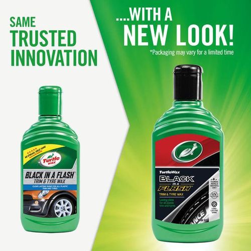 Turtle Wax BLACK IN A FLASH TRIM & TYRE WAX 300ml-Restores faded plastic, rubber, vinyl & tyres to original condition.Rich thick non drip gel for easy application.Water resistant for long durability