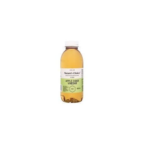 Nature's Choice Raw Filtered Apple Cider Vinegar- 500ml  is an unpasteurized vinegar containing "the mother." It is known for its health benefits, such as aiding in acid reflux, high blood pressure.