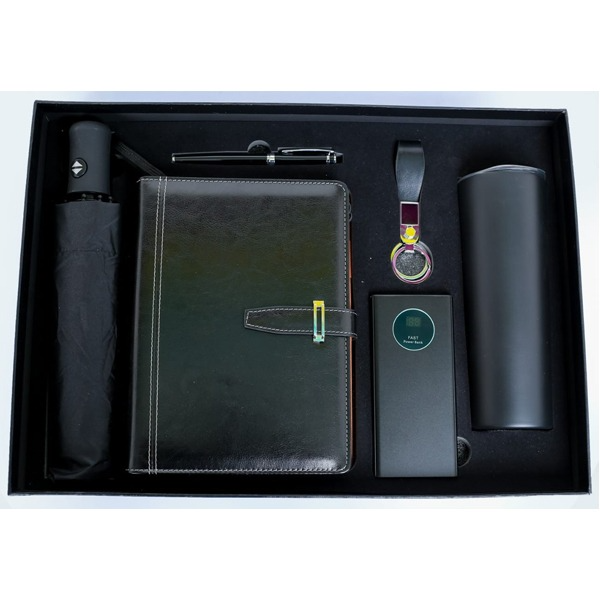 Executive Gift Set with Thermal mug, Notebook, Power Bank, Pen, Umbrella & Keyholder