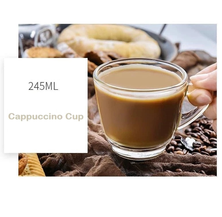 6 PC Set Ocean Kenya Cappuccino Cup 245ml Glass Cup