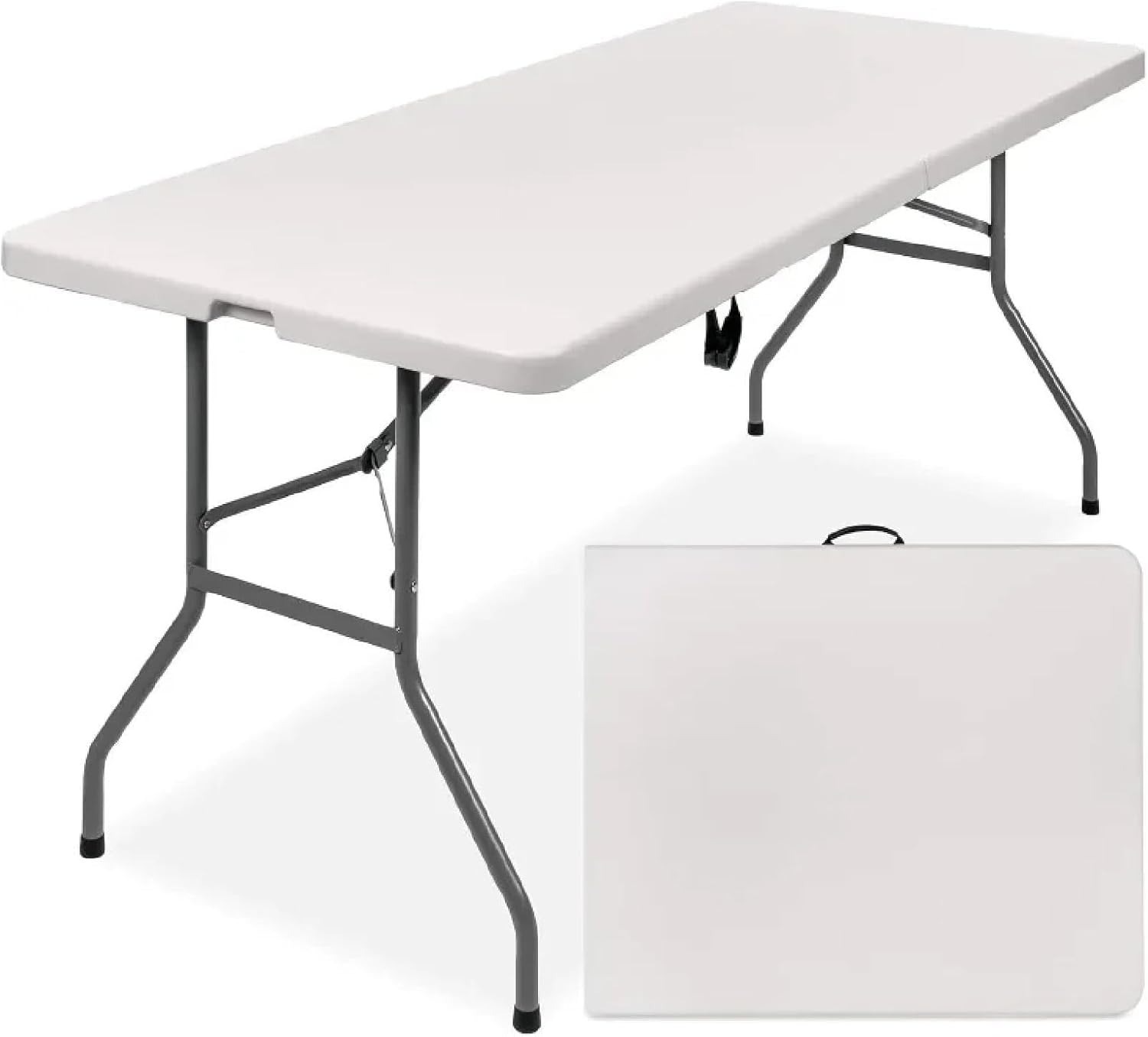 Folding Tables Portable Multi-Functional Long Table for Indoor Outdoor Camping Picnic Parties, Heavy Duty Training Table, Dining Party Office Wedding Picnic Table 8ft