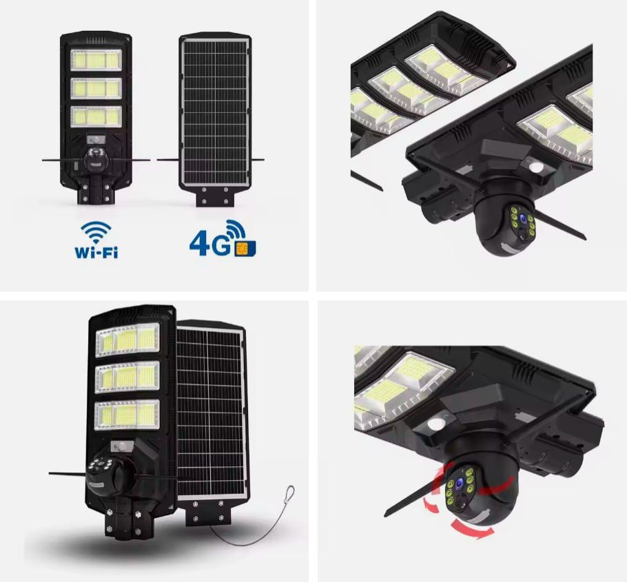 Solar Light 4G Solar powered AI CCTV Camera on 450W LED Solar Street Lamp