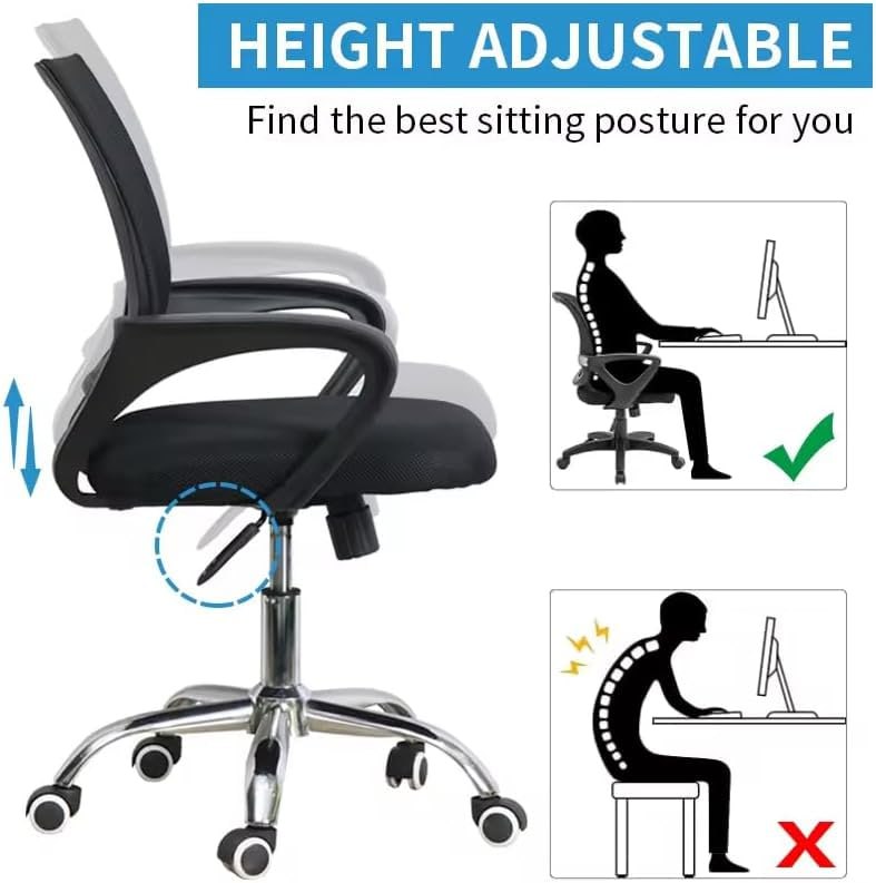Comfort Ergonomic Height Adjustable Clerical Mesh Office Desk Chair with Lumbar Support Backrest