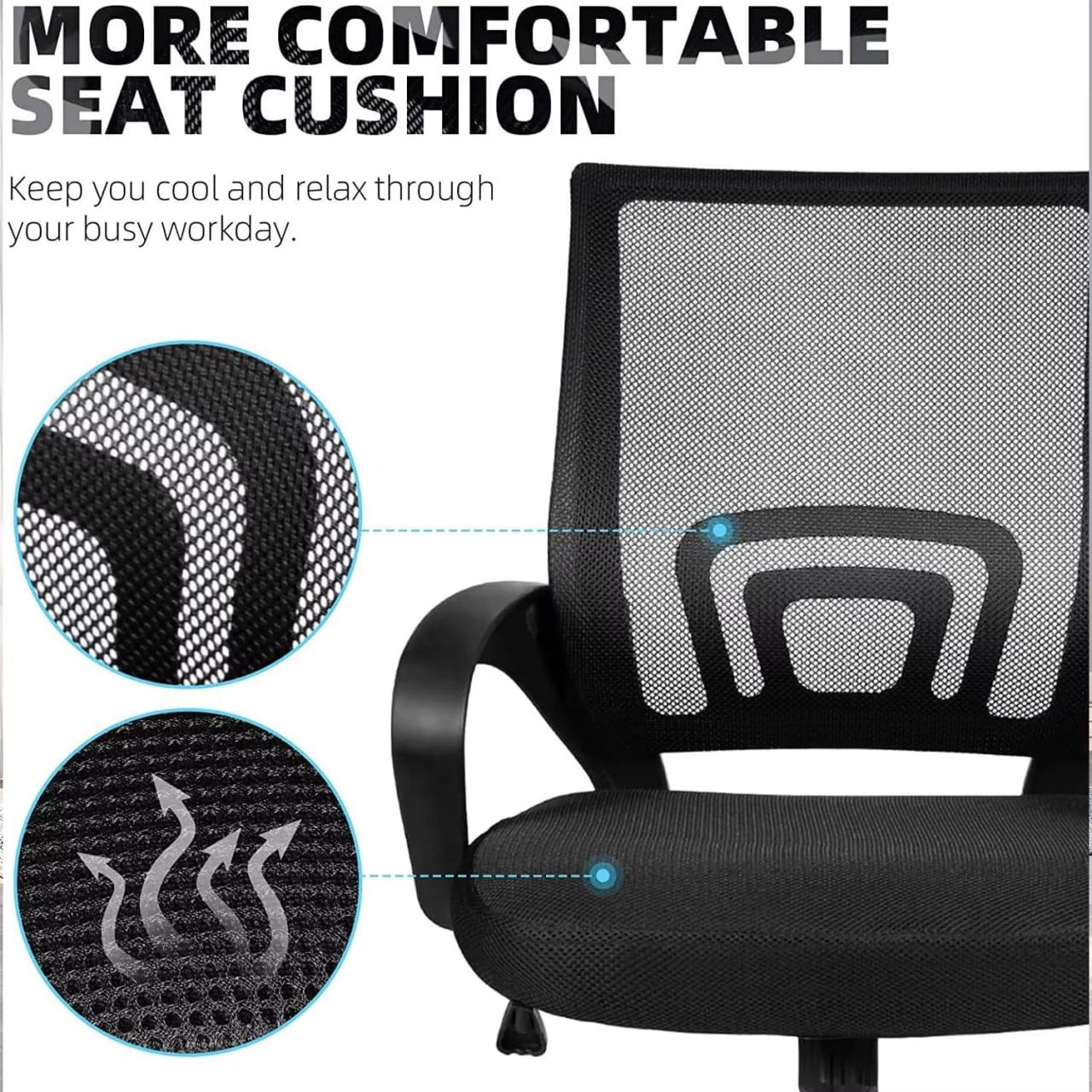 Comfort Ergonomic Height Adjustable Clerical Mesh Office Desk Chair with Lumbar Support Backrest