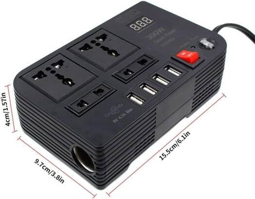 300W Car Power Inverter LED Display Dual USB Pure Sine Wave Car Inverter Sine Wave 4 USB Portable Charger Converter