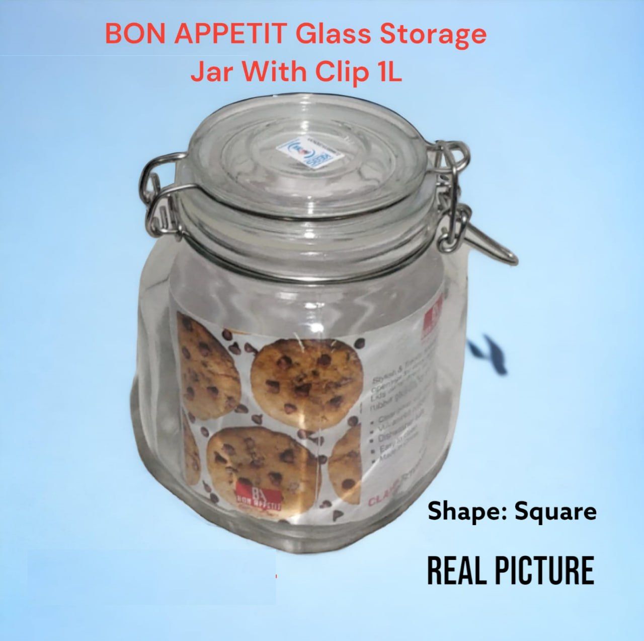 Classy, Quality, Durable & Stylish Bon Appetit Glass Storage Jar with Clip