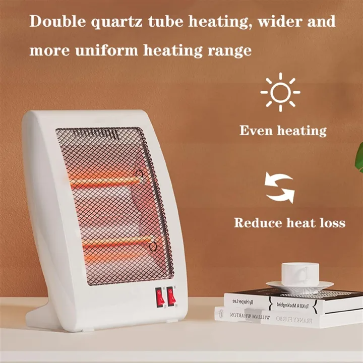 Room Heater Compact Portable Heater, Quartz Tube Heater, 2 settings, Hidden Handle, Great for use in Home, Dorm, Office Desktop, and Kitchen, Tip-Over Switch