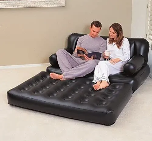 Bestway 5 In 1 Inflatable Sofa Air Bed Couch With Free Electric Pump - Black