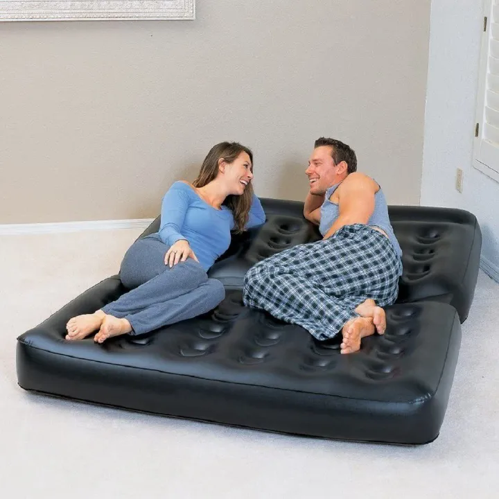 Bestway 5 In 1 Inflatable Sofa Air Bed Couch With Free Electric Pump - Black