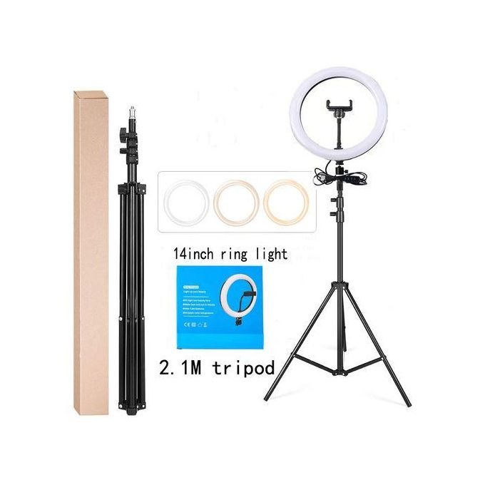 14 Inches Selfie Ring Light With 2.1M Tripod Stand And Cell Phone Holder For Live Stream/Makeup 14" RINGLIGHT