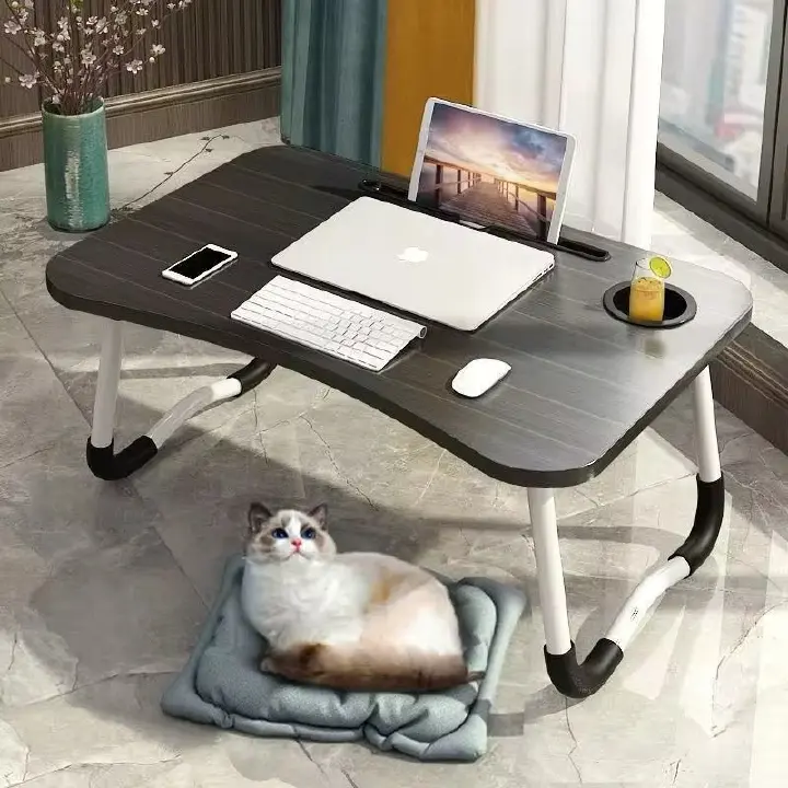 Foldable Bed Table for Laptop, Laptop Desk Table Stand, Laptop Bed Tray Table with Storage Drawer, Notebook Stand Lap Desk for Writing Reading Eating, Portable Laptop Table for Bed Sofa Floor