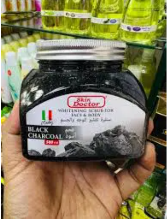 Skin Doctor Black Charcoal Face & Body Whitening Scrub - 500ml - Natural Care Skin Doctor Whitening Scrub For Face &Body-Black Charcoal
