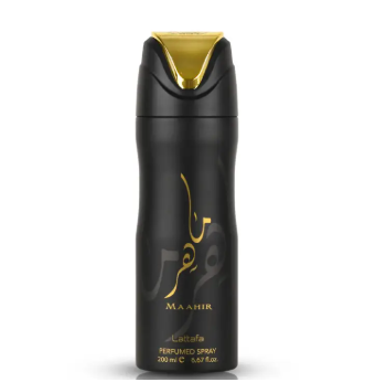 Lattafa Maahir Gold Perfumed Body Spray Deo 200ml Maahir Gold by Lattafa Unisex Fragrance Suitable for Men and Women