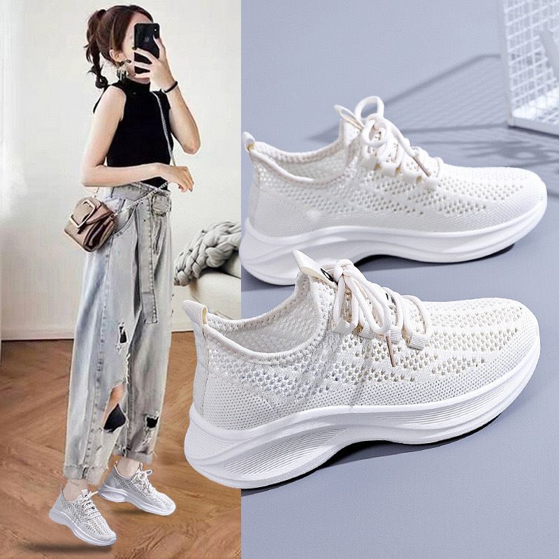 Women“s Casual Sneakers Mesh Breathable Lace-up Vulcanized Shoes Ladies Platform Comfort Sneakers Sandalias De Mujer Verano 2024