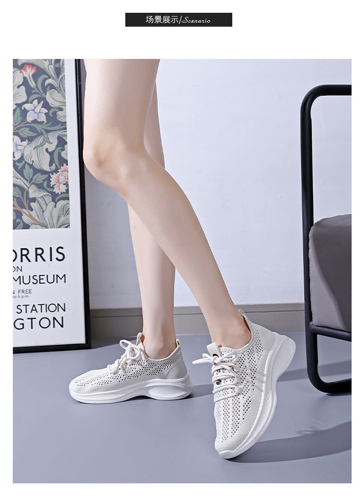 Women“s Casual Sneakers Mesh Breathable Lace-up Vulcanized Shoes Ladies Platform Comfort Sneakers Sandalias De Mujer Verano 2024