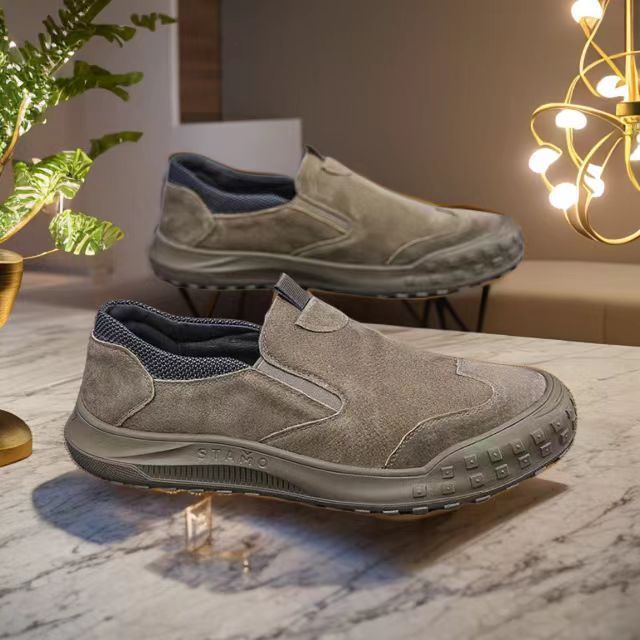 Men Casual Sneakers Leather Mens Loafers Comfortable Men's Driving Shoes Slip on Moccasins Handmade Breathable Walking Footwear