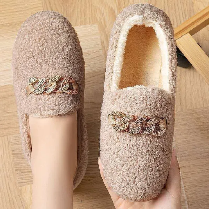 Women's Plush Cotton Shoes Winter Outdoor Warm Snow Boots Flat Bottomed Lefu Shoes Lambhair Butterfly Decoration Design 2024