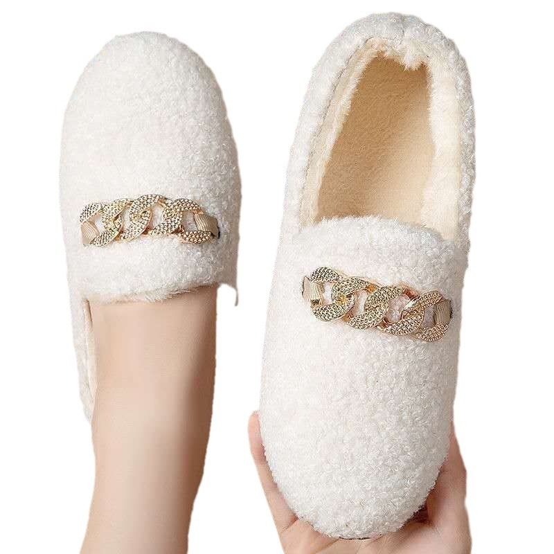 Women's Plush Cotton Shoes Winter Outdoor Warm Snow Boots Flat Bottomed Lefu Shoes Lambhair Butterfly Decoration Design 2024