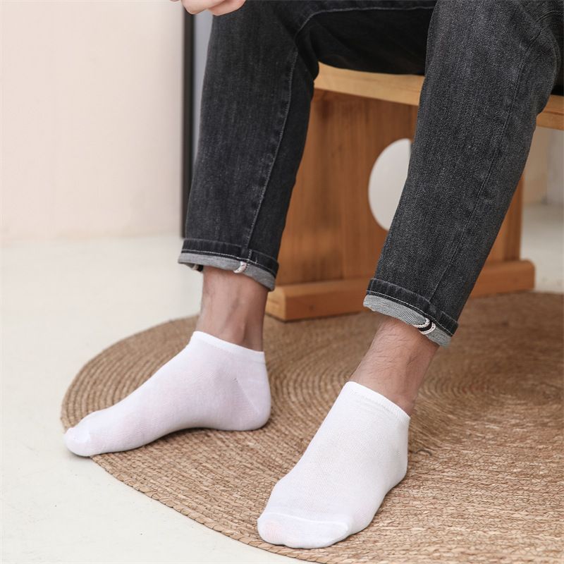 10PCs Unisex Ankle Socks Solid Color Black White Gray Invisible Breathable Cotton Soft Sneakers Socks Male Short Socks Women Men Sox