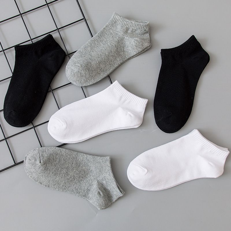 10PCs Unisex Ankle Socks Solid Color Black White Gray Invisible Breathable Cotton Soft Sneakers Socks Male Short Socks Women Men Sox