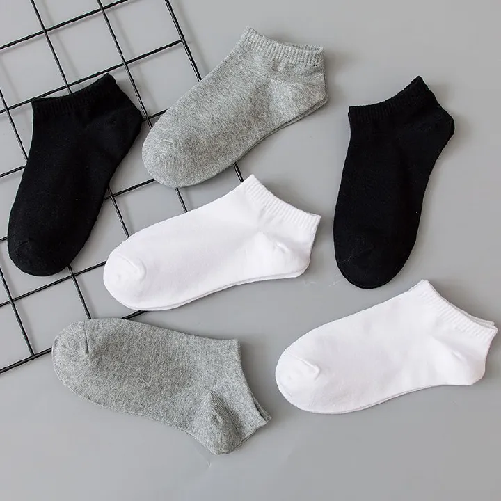 10PCs Unisex Ankle Socks Solid Color Black White Gray Invisible Breathable Cotton Soft Sneakers Socks Male Short Socks Women Men Sox
