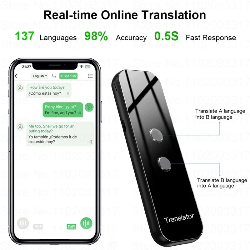 2025 Smart Instant Language Translation Machine Real time Portable Voice Translator Device Artificial Intelligence Bluetooth G6