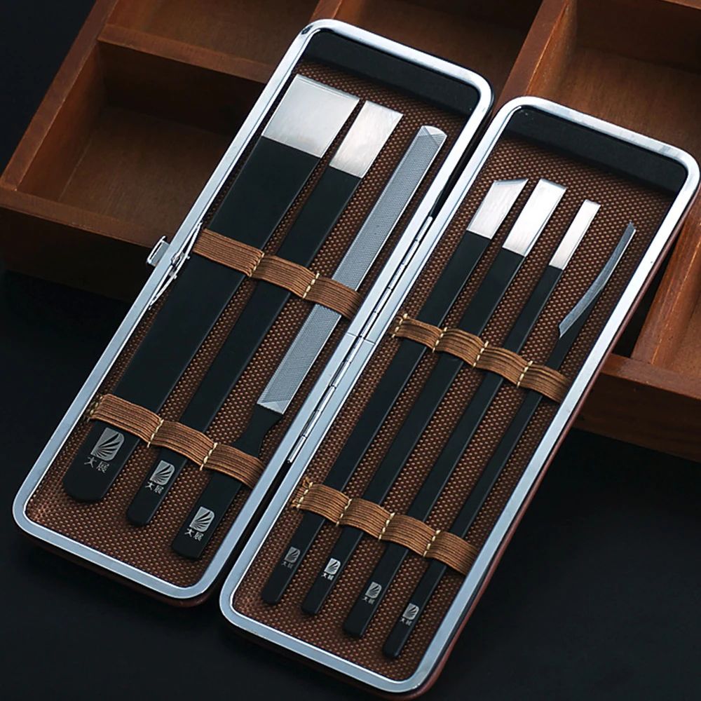 High manganese steel pedicure knife dead skin removal scissors callus removal pedicure knife nail art seven-piece set Yangzhou three knives