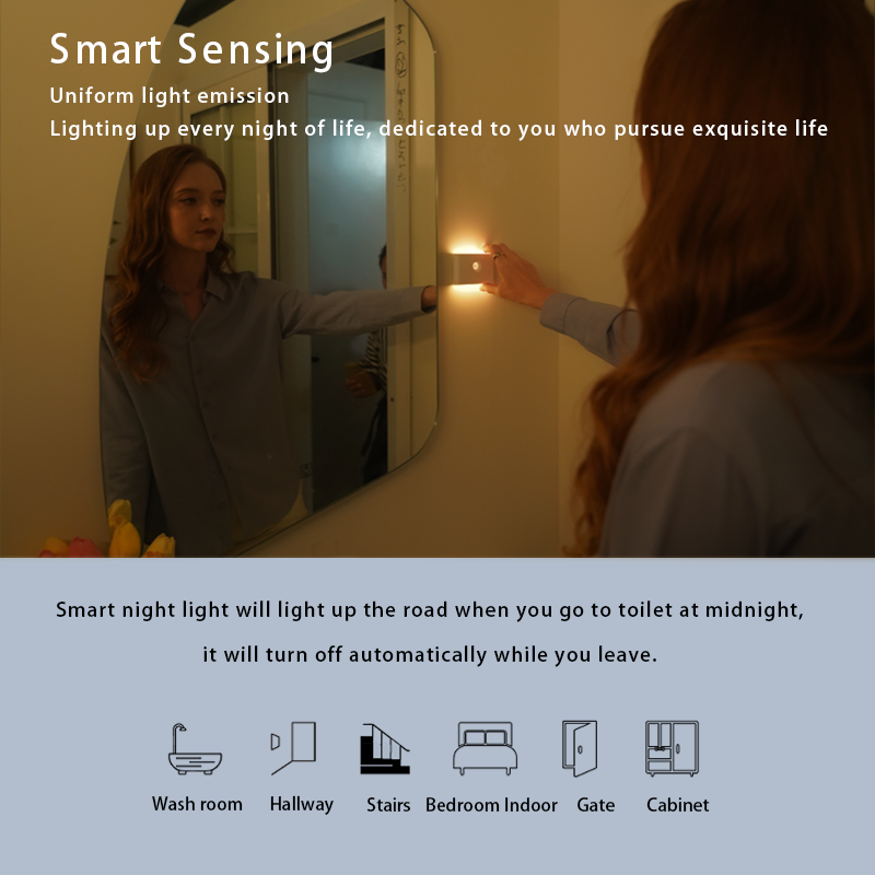 Smart Linkage Motion Sensor Night Light Rechargeable Wireless Magnetic LED Induction Lamp Wall Home Bedroom Kitchen Staircase