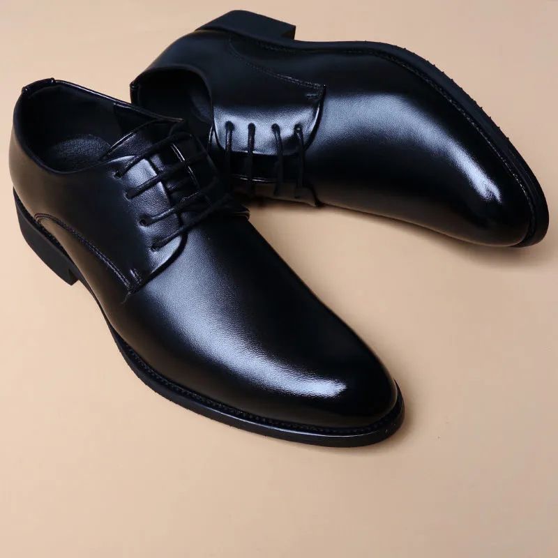 New men's formal leather shoes breathable black business casual shoes British style student soft leather men's shoes