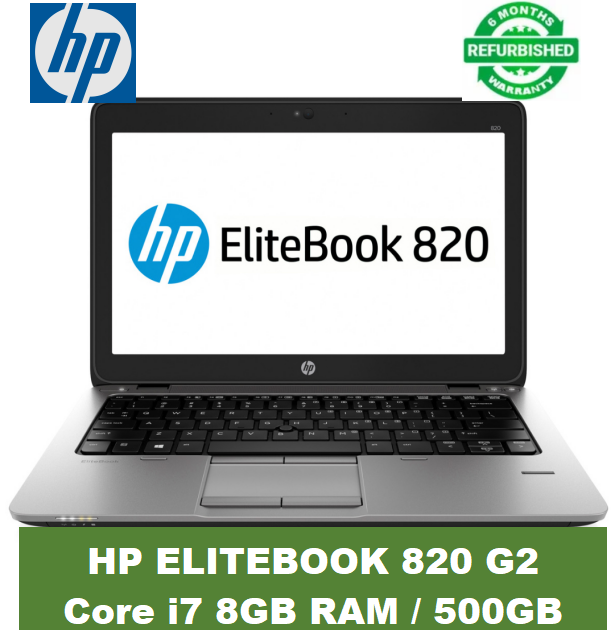 (ON OFFER +FREE MOUSE) HP ELITEBOOK 820 G2 Core i7 8GB RAM / 500GB HDD Refurbished LAPTOP  5TH GEN 6 Months Warranty Laptop Computer Notebook Black 12.5” Inches