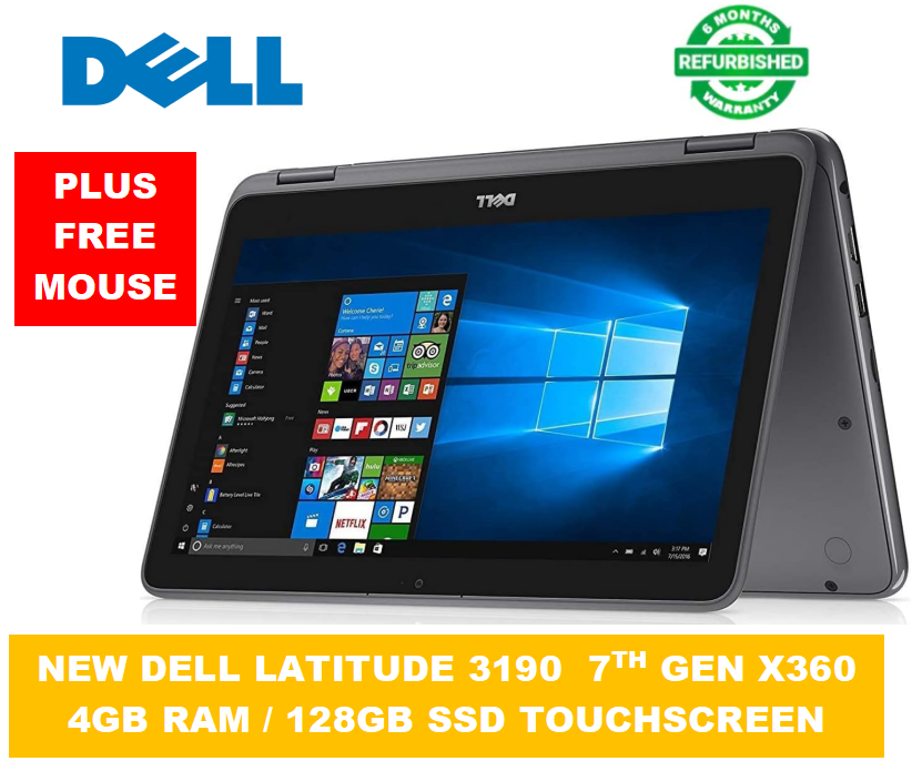 (PROMOTION!) BRAND NEW DELL LATITUDE 3190 4GB RAM / 128GB SSD STORAGE 7TH GEN X360 TOUCHSCREEN LAPTOP  WINDOWS 11 PRO 12 INCH DISPLAY PLUS FREE MOUSE
