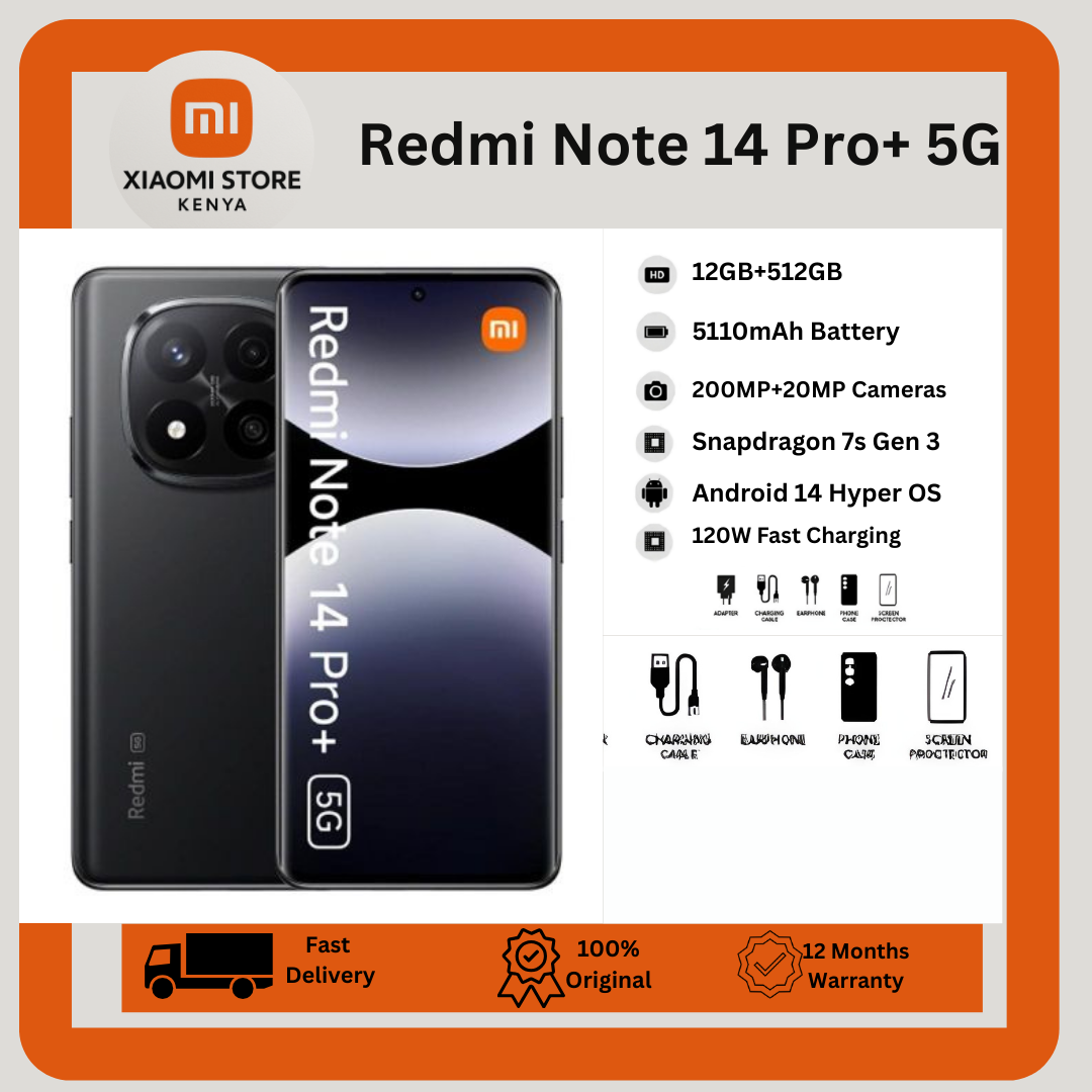 [New Arrival] Redmi Note 14 pro+ 5G 12GB+512GB 6.67" 120Hz Curved AMOLED Display 200MP Camera 5110mAh Battery Dual SIM IP68Water/Dust Resistant In-screen Fingerprint 120W Note 14 Pro Plus Smart Phone