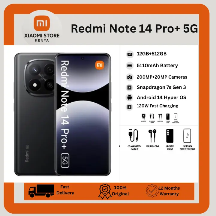 [New Arrival] Redmi Note 14 pro+ 5G 12GB+512GB 6.67" 120Hz Curved AMOLED Display 200MP Camera 5110mAh Battery Dual SIM IP68Water/Dust Resistant In-screen Fingerprint 120W Note 14 Pro Plus Smart Phone